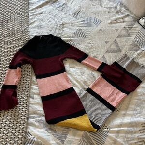 AKIRA Multicolor Striped Turtleneck Sweater midi